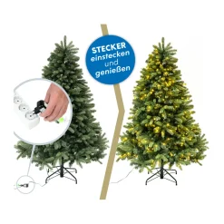 Künstlicher Weihnachtsbaum Vermont Fichte inkl. LEDs 129x180cm Grün*Evergreen New