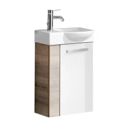 Gäste-WC Waschtischunterschrank rechts SBC 440 x 600 x 243 mm Graueiche/Weiß*Fackelmann
