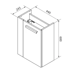 Fackelmann Gäste-WC Waschtischunterschrank rechts SBC 440 x 600 x 243 mm Graueiche