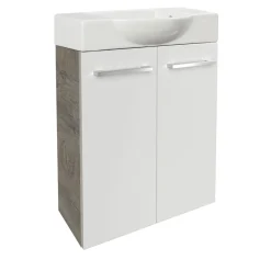 Fackelmann Gäste-WC Waschtischunterschrank SBC 520 x 600 x 243 mm NatureOak/Weiß