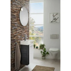 Fackelmann Gäste-WC Waschtischunterschrank rechts SBC 440 x 600 x 243 mm DarkOak/Weiß