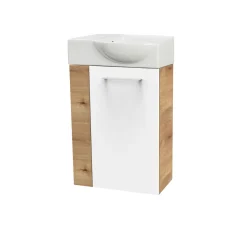 Gäste-WC Waschtischunterschrank rechts SBC 440 x 600 x 243 mm AstEiche/Weiß*Fackelmann