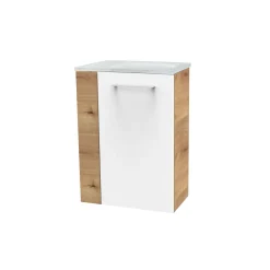 Gäste-WC Waschtischunterschrank rechts SBC 440 x 600 x 243 mm AstEiche/Weiß*Fackelmann