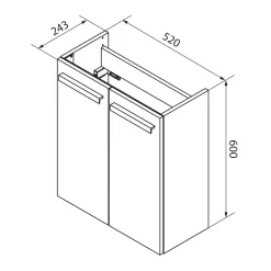 Gäste-WC Waschtischunterschrank SBC 520 x 600 x 243 mm Graueiche/Weiß*Fackelmann New