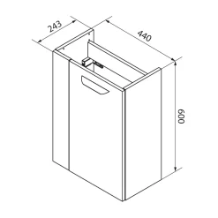 Fackelmann Gäste-WC Waschtischunterschrank rechts SBC 440 x 600 x 243 mm Steinesche/Weiß