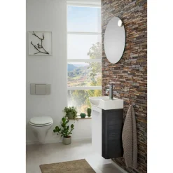 Gäste-WC Waschtischunterschrank links SBC 440 x 600 x 243 mm DarkOak/Weiß^Fackelmann Outlet