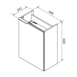 Fackelmann Gäste-WC Waschtischunterschrank rechts SBC 440 x 600 x 243 mm anthrazit/lackiertes Glas Anthrazit