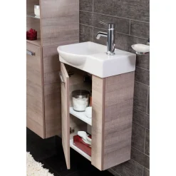 Gäste-WC Waschtischunterschrank links SBC 440 x 600 x 243 mm Graueiche^Fackelmann Best