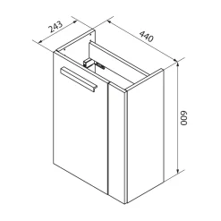 Gäste-WC Waschtischunterschrank links SBC 440 x 600 x 243 mm Graueiche^Fackelmann Best