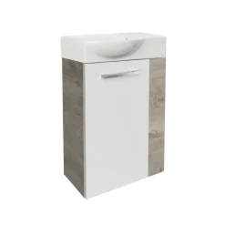 Gäste-WC Waschtischunterschrank links SBC 440 x 600 x 243 mm NatureOak/Weiß^Fackelmann Sale