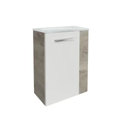 Gäste-WC Waschtischunterschrank links SBC 440 x 600 x 243 mm NatureOak/Weiß^Fackelmann Sale