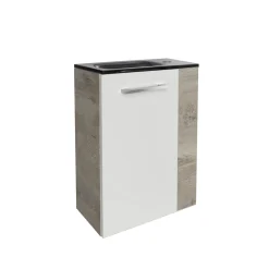 Gäste-WC Waschtischunterschrank links SBC 440 x 600 x 243 mm NatureOak/Weiß^Fackelmann Sale