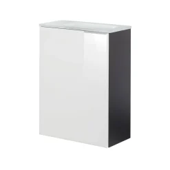 Gäste-WC Waschtischunterschrank links SBC 440 x 600 x 243 mm anthrazit/lackiertes Glas Weiß*Fackelmann Hot