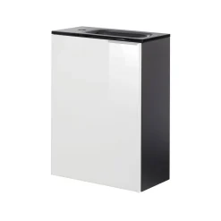Gäste-WC Waschtischunterschrank links SBC 440 x 600 x 243 mm anthrazit/lackiertes Glas Weiß*Fackelmann Hot
