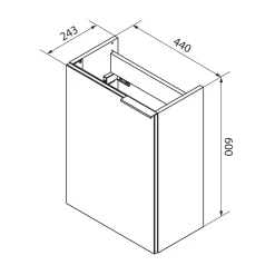 Gäste-WC Waschtischunterschrank links SBC 440 x 600 x 243 mm anthrazit/lackiertes Glas Weiß*Fackelmann Hot