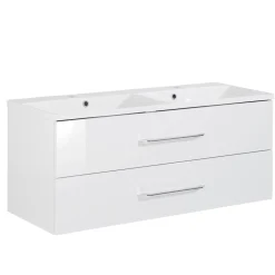 Fackelmann Doppelbecken-Waschtischset B.clever 120 x 51 x 46 cm weiß