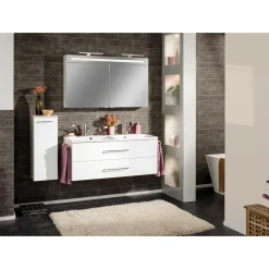 Fackelmann Doppelbecken-Waschtischset B.clever 120 x 51 x 46 cm weiß