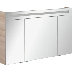 Fackelmann LED-Spiegelschrank B.clever 120 x 71 x 16 cm Alaska-Esche 3 Türen