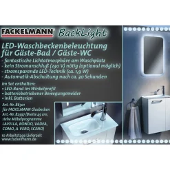 Waschbeckenbeleuchtung BackLight 45 x 1,5 x 1,5 cm grau inkl Bewegungsmelder*Fackelmann Clearance