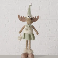 Figur Bruny sortiert Elch 17 x 12 x 45 cm cremeweiß braun hellgrün Textil