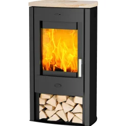 fireplace Kaminofen Tuvalu Sandstein Top6 kW Anschl. oben 150mm