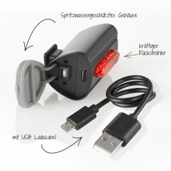 LED-Akku-Beleuchtungs-Set 3-teilig*Fischer Bikes New