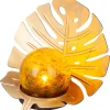 Flector Solar-Dekoleuchte Golden Monstera inkl Glaskugel in Bruchoptik gold