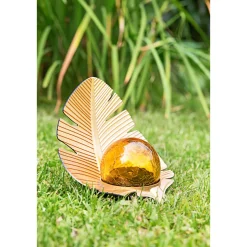 Flector Solar-Dekoleuchte Golden Monstera inkl Glaskugel in Bruchoptik gold