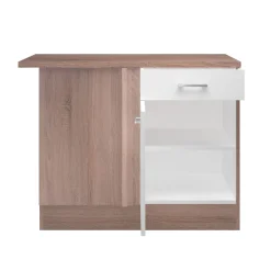 Küchen-Eckunterschrank „Samoa“, 110x85x60 cm, weiß/Sonoma Eiche^Flex-Well Discount