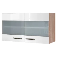 Flex-Well Küchen-Glasoberschrank „Valero“, 100x54,8x32 cm, weiß/Sonoma Eiche
