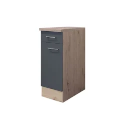 Flex-Well Küchenunterschrank „Tiago", 30x85x60 cm, basaltgrau/San Remo Eiche