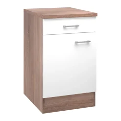 Flex-Well Küchenunterschrank „Samoa“, 50x85x60 cm, weiß/Sonoma Eiche