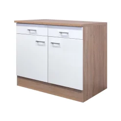 Flex-Well Küchenunterschrank „Samoa“, 100x85x60 cm, weiß/Sonoma Eiche
