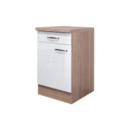 Küchenunterschrank „Valero“, 50x86x60 cm, weiß/Sonoma Eiche*Flex-Well Best