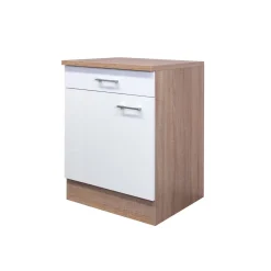 Küchenunterschrank „Samoa“, 60x85x60 cm, weiß/Sonoma Eiche*Flex-Well Outlet