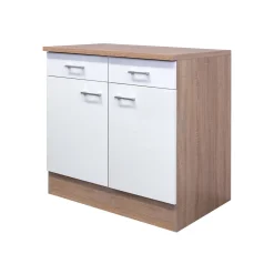 Küchenunterschrank „Samoa“, 80x85x60 cm, weiß/Sonoma Eiche*Flex-Well New