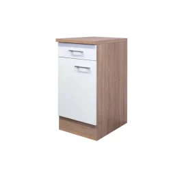 Flex-Well Küchenunterschrank „Samoa“, 40x85x60 cm, weiß/Sonoma Eiche