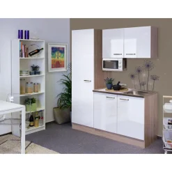 Flex-Well Singleküche „VALERO 1005-000“, 150x60, weiß-sonoma eiche