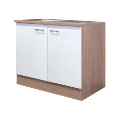 Spülenunterschrank „Samoa“, 100x82,2x57,1 cm, weiß/Sonoma Eiche, inkl. Spüle*Flex-Well