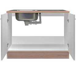 Spülenunterschrank „Samoa“, 100x82,2x57,1 cm, weiß/Sonoma Eiche, inkl. Spüle*Flex-Well