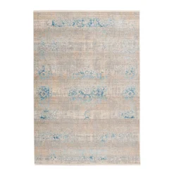 Fransenteppich Baroque 300 grau/türkis