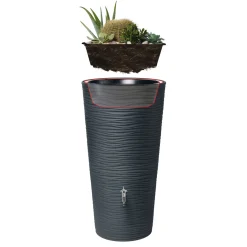 Garantia Regentonne Natura 2in1 210 Liter graphite grey inkl. Pflanzschale