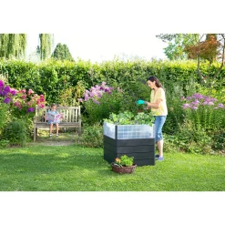 Hochbeet Ergo Quadro Turbo 75 mit Wachstumsmodul 420 L grau*Garantia