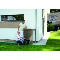 Regentonne SIENA rund 300 L taupe inkl Deckel und Auslaufhahn^Garantia Discount