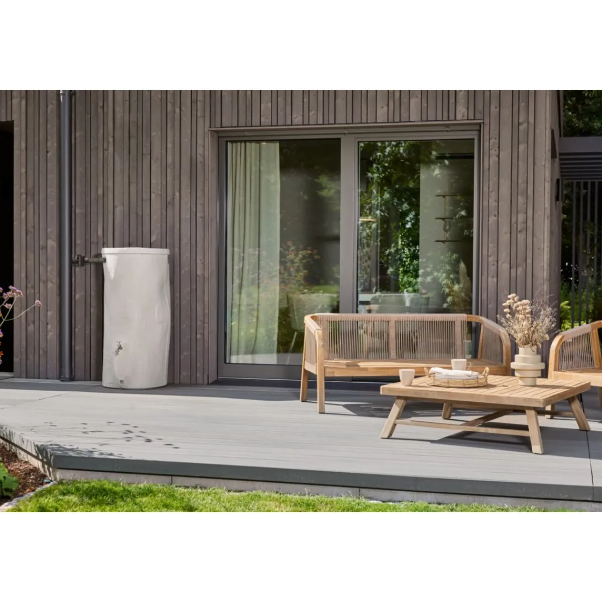 Regentonne Woodstock Baumstamm 250 L grau*Garantia Clearance