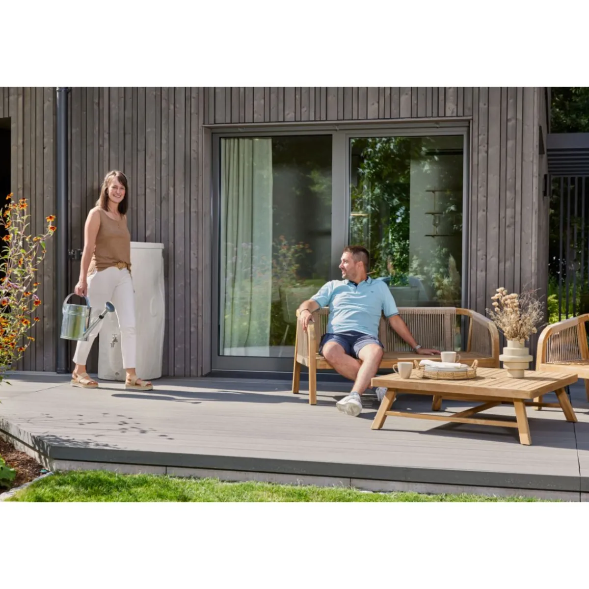 Regentonne Woodstock Baumstamm 250 L grau*Garantia Clearance