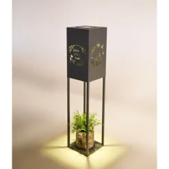 Garden Pleasure Licht-Dekosäule VIVIAN Stahl, grau, pulverbeschichtet