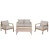 Garden Pleasure Lounge-Set SAN MATEO, 4-teilig, Eukalyptus,Geflecht,Polyester100%