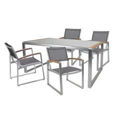 Garden Pleasure Tischgruppe AVA 5-tlg. Aluminium, Nonwood, Kunststoffgewebe