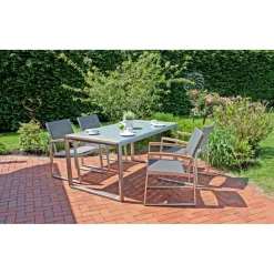 Garden Pleasure Tischgruppe AVA 5-tlg. Aluminium, Nonwood, Kunststoffgewebe